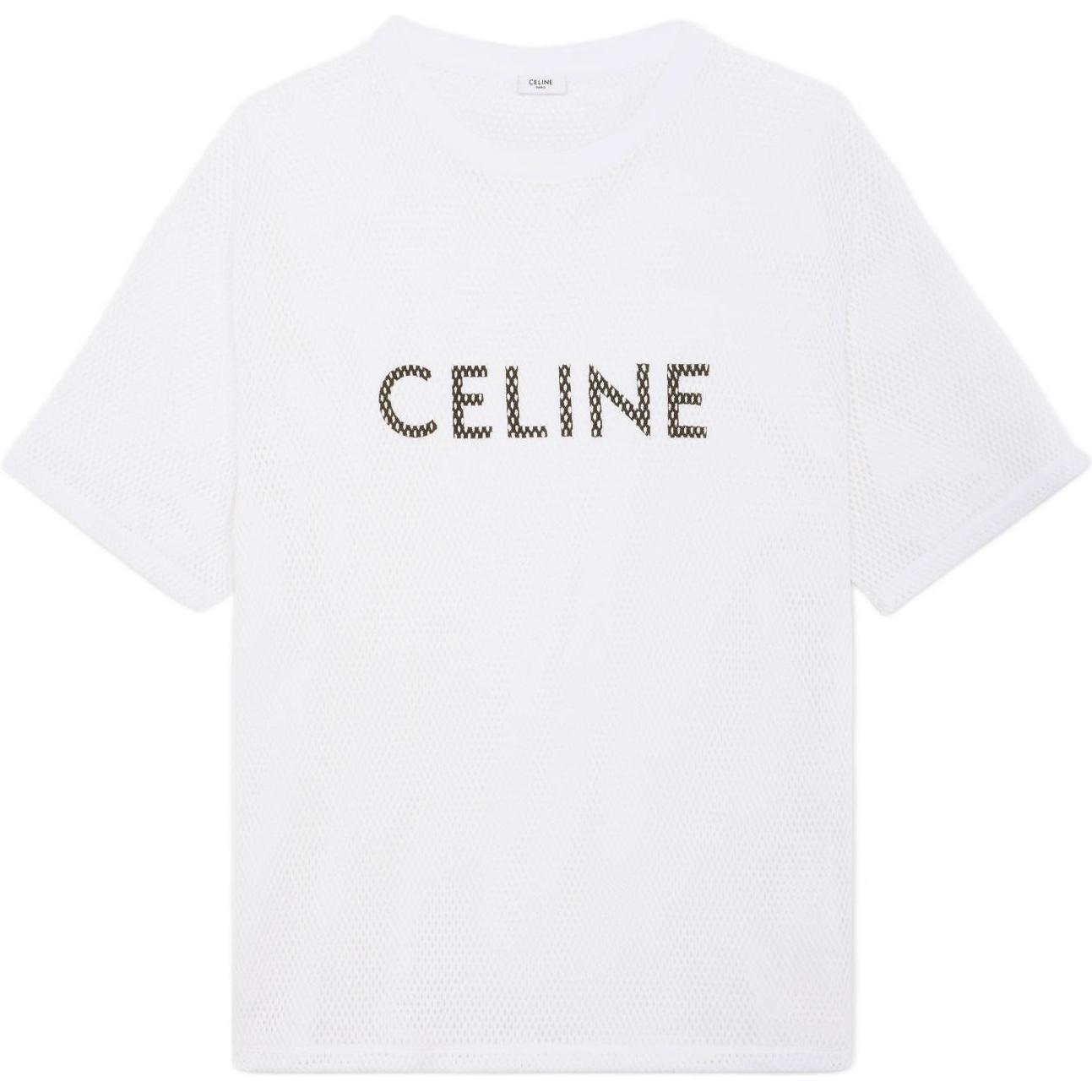 CELINE SS22 Logo Print Crewneck White T-Shirt for Men. 2X59A950P-01EA