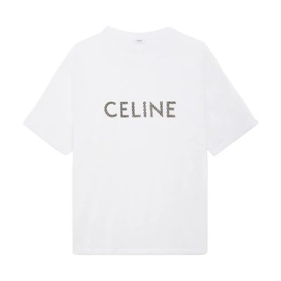 CELINE SS22 Logo Print Crewneck White T-Shirt for Men. 2X59A950P-01EA