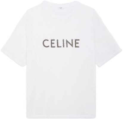 CELINE SS22 ロゴプリント クルーネック ホワイト Tシャツ メンズ用 2X59A950P-01EA Order CELINE SS22 ロゴプリント クルーネック ホワイト Tシャツ メンズ用 2X59A950P-01EA