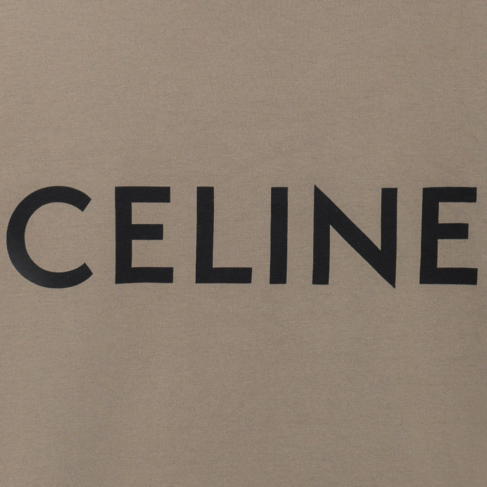 Details for CELINE SS22 Kaos Crewneck Logo Print Oversized Coklat Kopi Pria. 2X681671Q-02KC