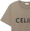 Sizing CELINE SS22 Kaos Crewneck Logo Print Oversized Coklat Kopi Pria. 2X681671Q-02KC