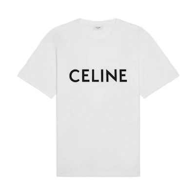 CELINE SS22 Logo Print Unisex White Crewneck T-Shirt. 2X681671Q-01CC