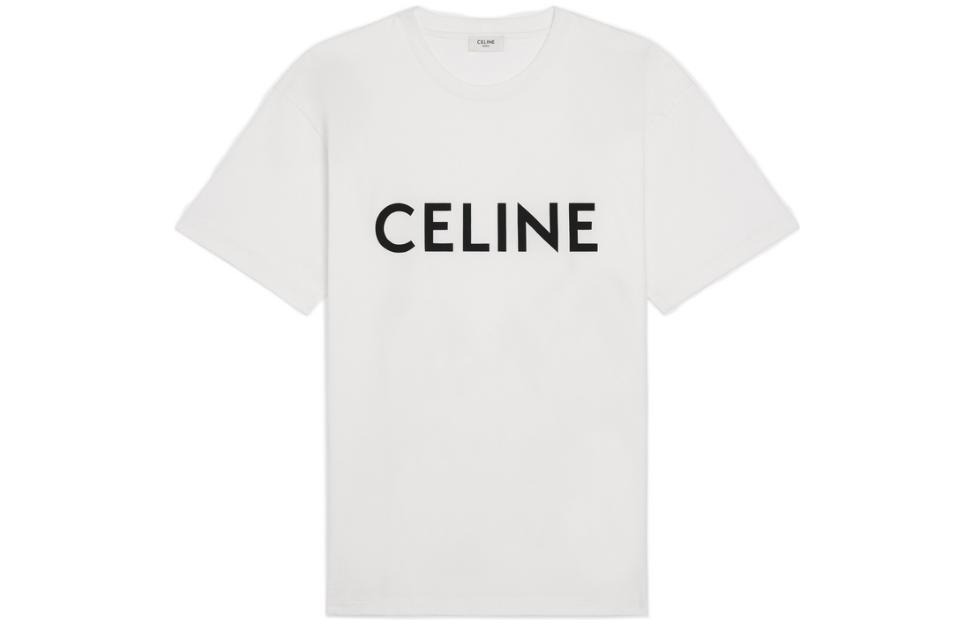 Order CELINE 2022春夏系列 男女同款 白色印花圆领T恤 2X681671Q-01CC