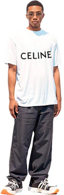 CELINE 2022春夏系列 男女同款 白色印花圆领T恤 2X681671Q-01CC Shop CELINE 2022春夏系列 男女同款 白色印花圆领T恤 2X681671Q-01CC