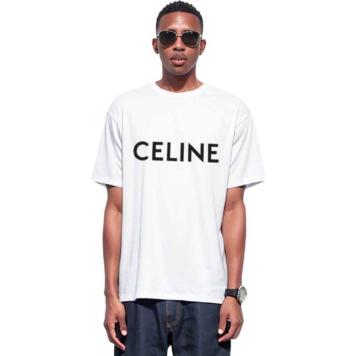 Purchase CELINE 2022春夏系列 男女同款 白色印花圆领T恤 2X681671Q-01CC