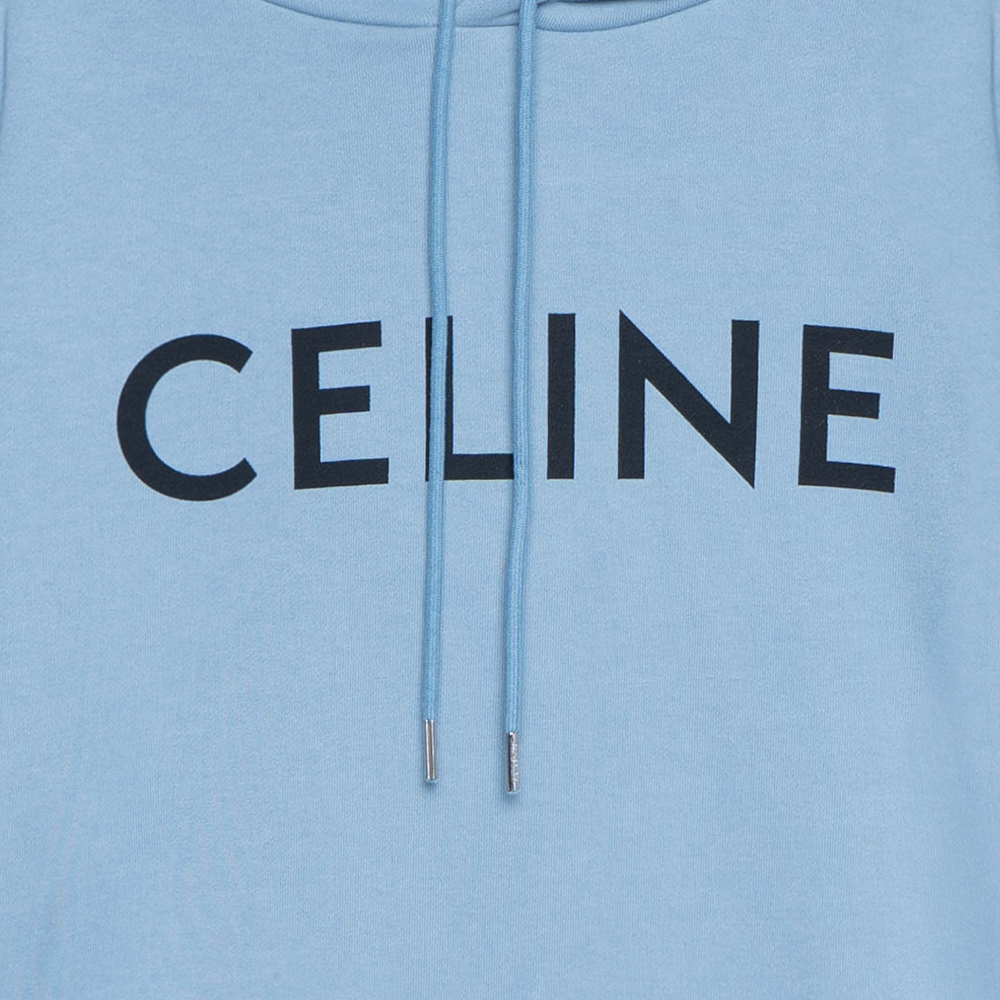 Cheap Celine SS22 字母印花藍色寬鬆連帽衫 2Y321670Q-05WL