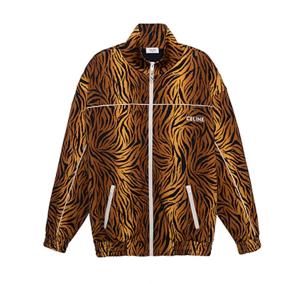 Celine SS22 Tiger Print Knit Loose Fit Zip Jacket - Yellow 2Y654382Q-18TG