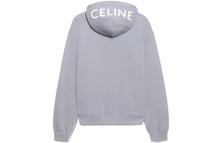 Celine SS22 Unisex Solid Color Hoodie Gray 2Y533670Q-09OW