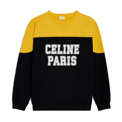 CELINE SS23 Black Colorblock Logo Print Crewneck Sweatshirt. 2Y38A670Q-38WL
