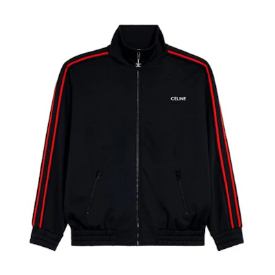 CELINE SS23 Black Letter Embroidered Logo Zip-Up Jacket. 2Y490121O-38BR