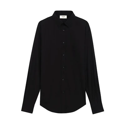CELINE SS23 Black Long-Sleeve Solid Square-Neck Button-Up Shirt 2C069091F-38NO