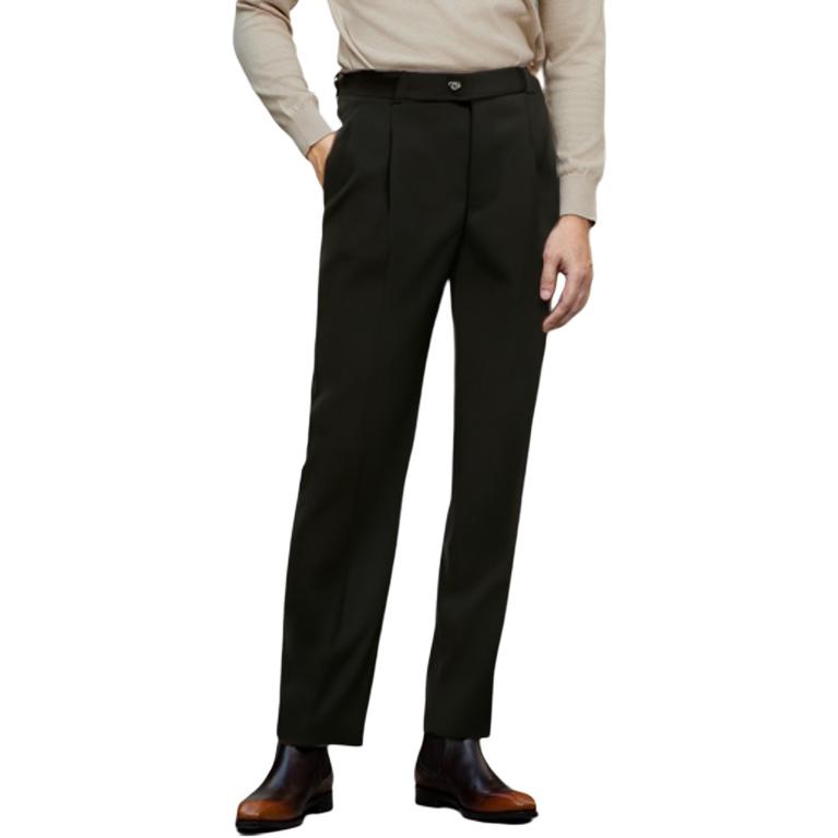 Lookbook CELINE SS23 Seluar Kasual Hitam Pleated Mid-Rise Straight-Leg Lelaki/Wanita. 2P498244M-38NO