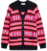 CELINE SS23 Black Striped Colorblock Knit V-Neck Sweater. 2AC91579S-24BK CELINE SS23 Black Striped Colorblock Knit V-Neck Sweater. 2AC91579S-24BK