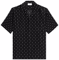 CELINE SS23 Black Striped Print Cuban Collar Short Sleeve Shirt. 2C946961R-38VA CELINE SS23 Black Striped Print Cuban Collar Short Sleeve Shirt. 2C946961R-38VA