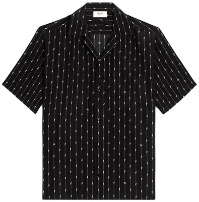 CELINE SS23 Black Striped Print Cuban Collar Short Sleeve Shirt. 2C946961R-38VA Order CELINE SS23 Black Striped Print Cuban Collar Short Sleeve Shirt. 2C946961R-38VA
