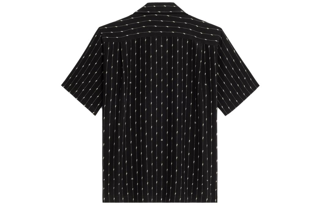 Lookbook CELINE SS23  Black Striped Print Cuban Collar Short Sleeve Shirt. 2C946961R-38VA