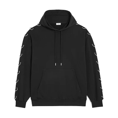 CELINE SS23 Black Velour Sweatshirt with Circular Ring Detail. 2Y89A345F-38NS