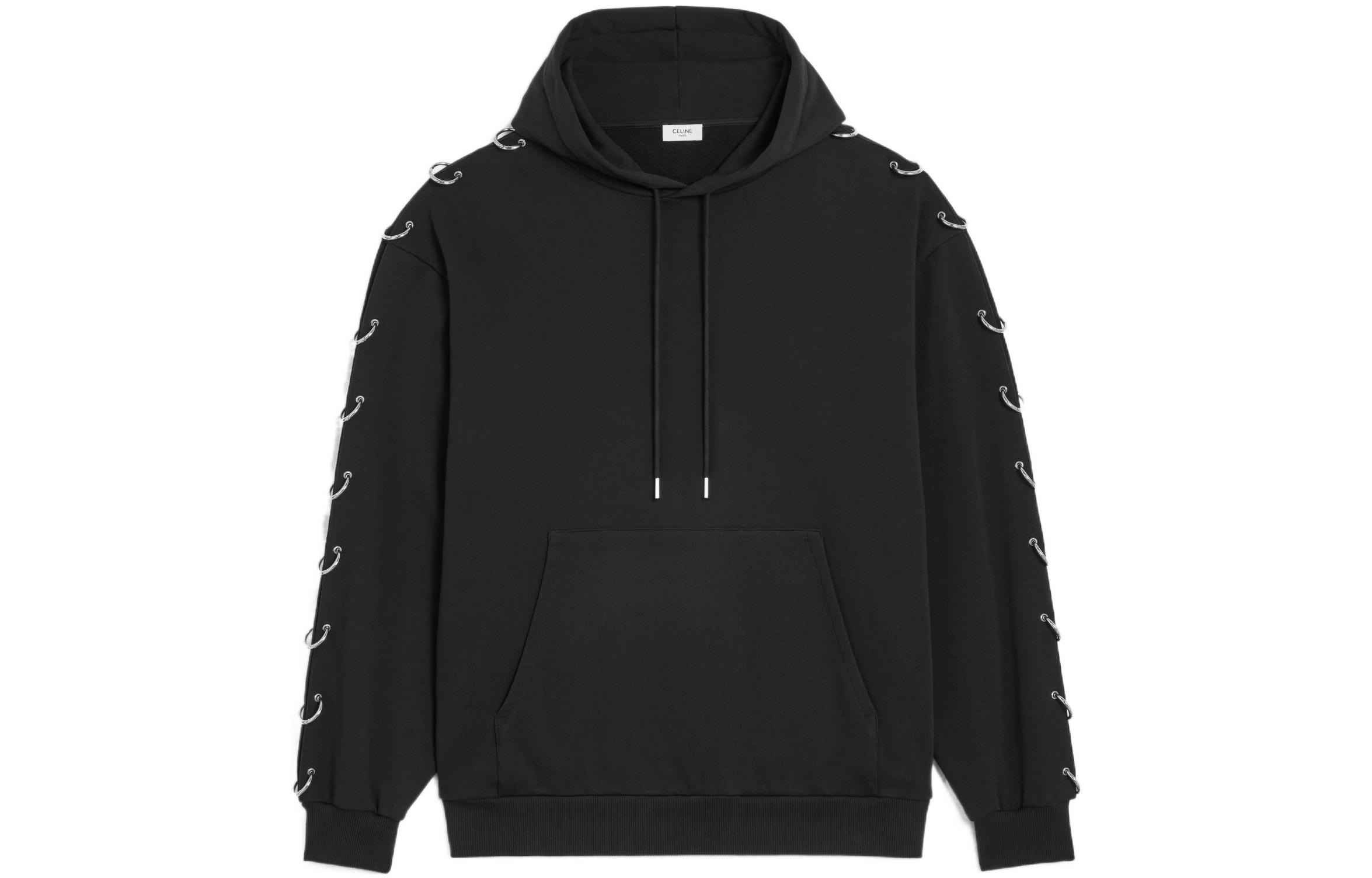 Order Sudadera Negra de Felpa CELINE SS23 con Detalle de Anillo Circular. 2Y89A345F-38NS