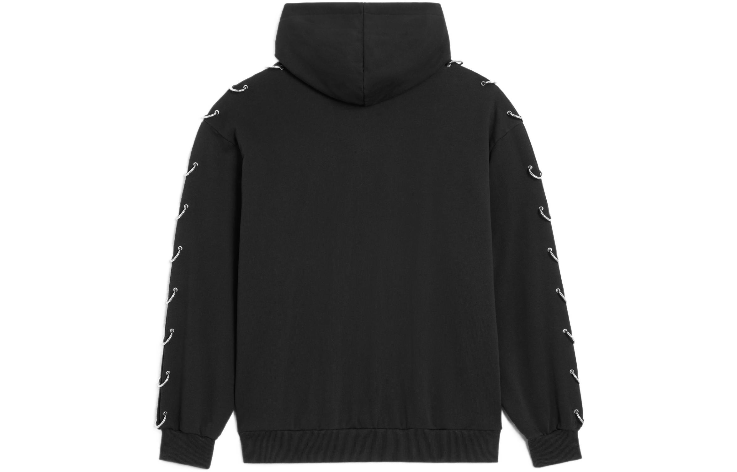 Lookbook Sudadera Negra de Felpa CELINE SS23 con Detalle de Anillo Circular. 2Y89A345F-38NS