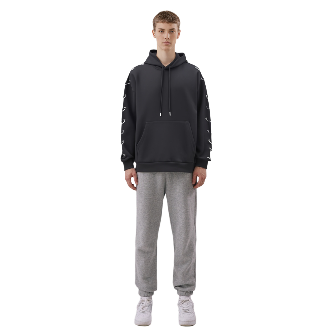 Shop Sudadera Negra de Felpa CELINE SS23 con Detalle de Anillo Circular. 2Y89A345F-38NS