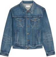 CELINE SS23 Blue Denim Jacket with Logo Print and Button Closure. 2Q544066S-07TK CELINE SS23 Blue Denim Jacket with Logo Print and Button Closure. 2Q544066S-07TK