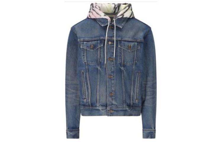 Order CELINE SS23 Jaket Hoodie Denim Biru Logo Print. 2Q660930F-07UW