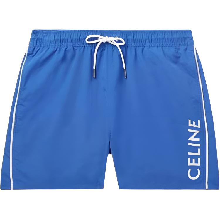 CELINE SS23  Blue Logo Print Mid-Waist Casual Shorts. 2Z393519U-07RB