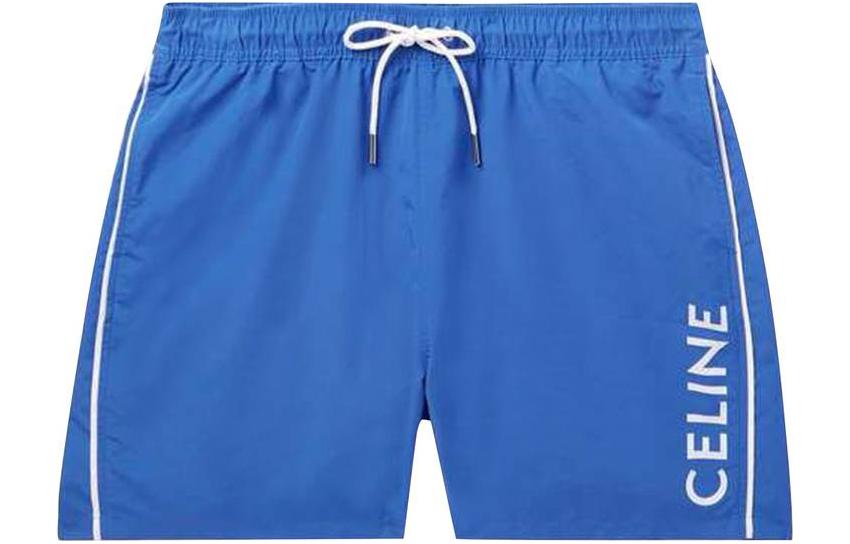 Order CELINE SS23  Blue Logo Print Mid-Waist Casual Shorts. 2Z393519U-07RB