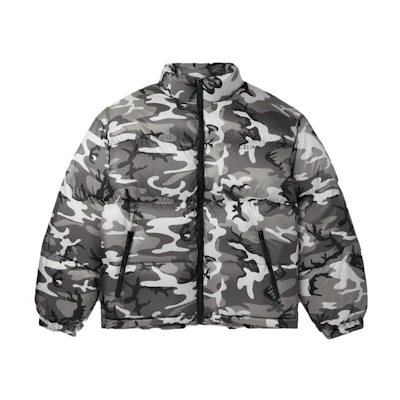 CELINE SS23 Camouflage Puffer Zipped Jacket in Gray Camo. 2W7711553-Q38