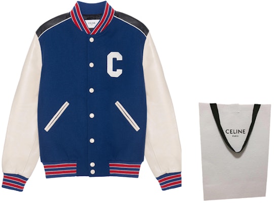CELINE SS23 藍色拼接Logo棒球外套鈷藍款 2V56D896C-07CO Shop CELINE SS23 藍色拼接Logo棒球外套鈷藍款 2V56D896C-07CO