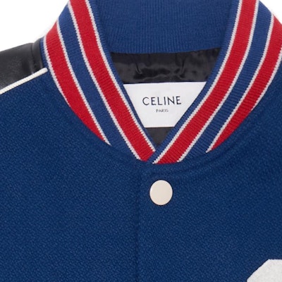 CELINE SS23 藍色拼接Logo棒球外套鈷藍款 2V56D896C-07CO 2