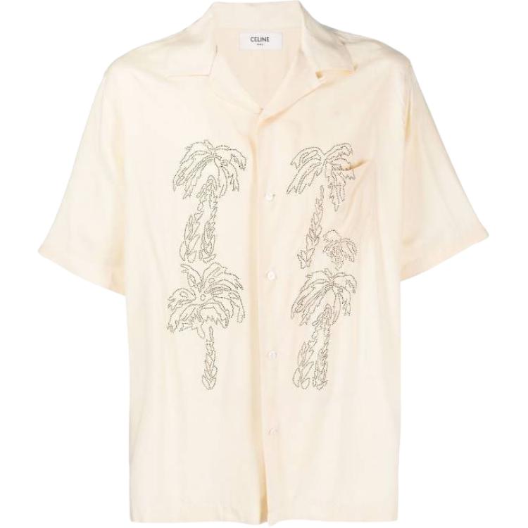 CELINE SS23  Geometric Pattern Short-Sleeve Button-Up Shirt. 2C947852C02BY