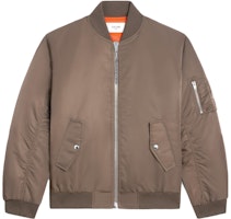 CELINE SS23 Gray Brown Back Logo Print Bomber Jacket. 2W426396E-18IP CELINE SS23 Gray Brown Back Logo Print Bomber Jacket. 2W426396E-18IP