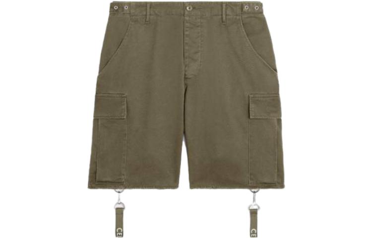 CELINE SS23  Green Solid Color Stylish Button Shorts. 2Z383403E31GR