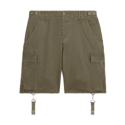 CELINE SS23 Green Solid Color Stylish Button Shorts. 2Z383403E31GR