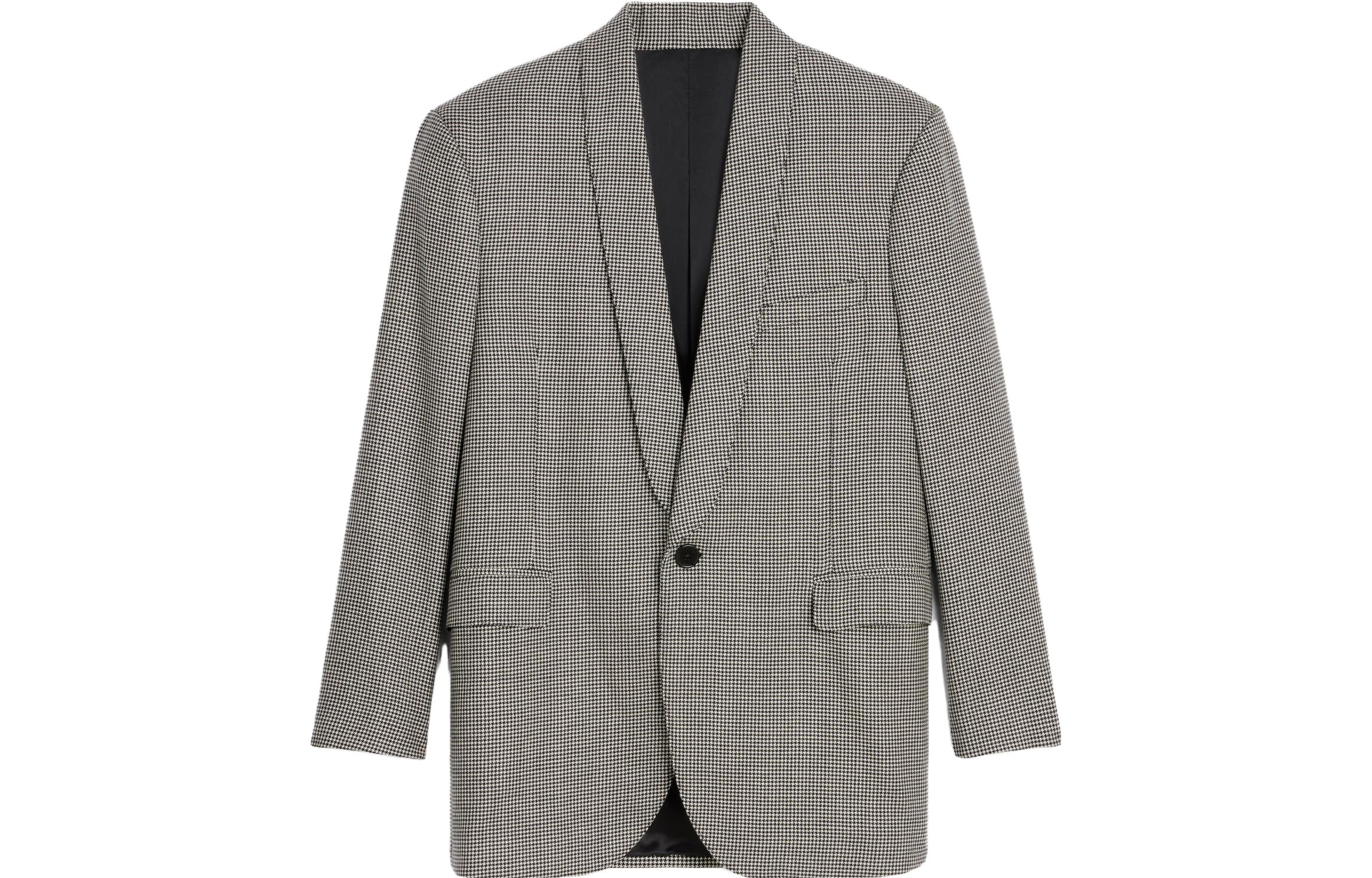 Order CELINE SS23 Blazer Houndstooth Butang Tunggal - Off-White 2V79J661T-01KC