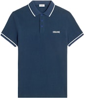 CELINE SS23 Logo Embroidered Short Sleeve Polo Shirt Navy Blue. 2X68E043F-07OW CELINE SS23 Logo Embroidered Short Sleeve Polo Shirt Navy Blue. 2X68E043F-07OW