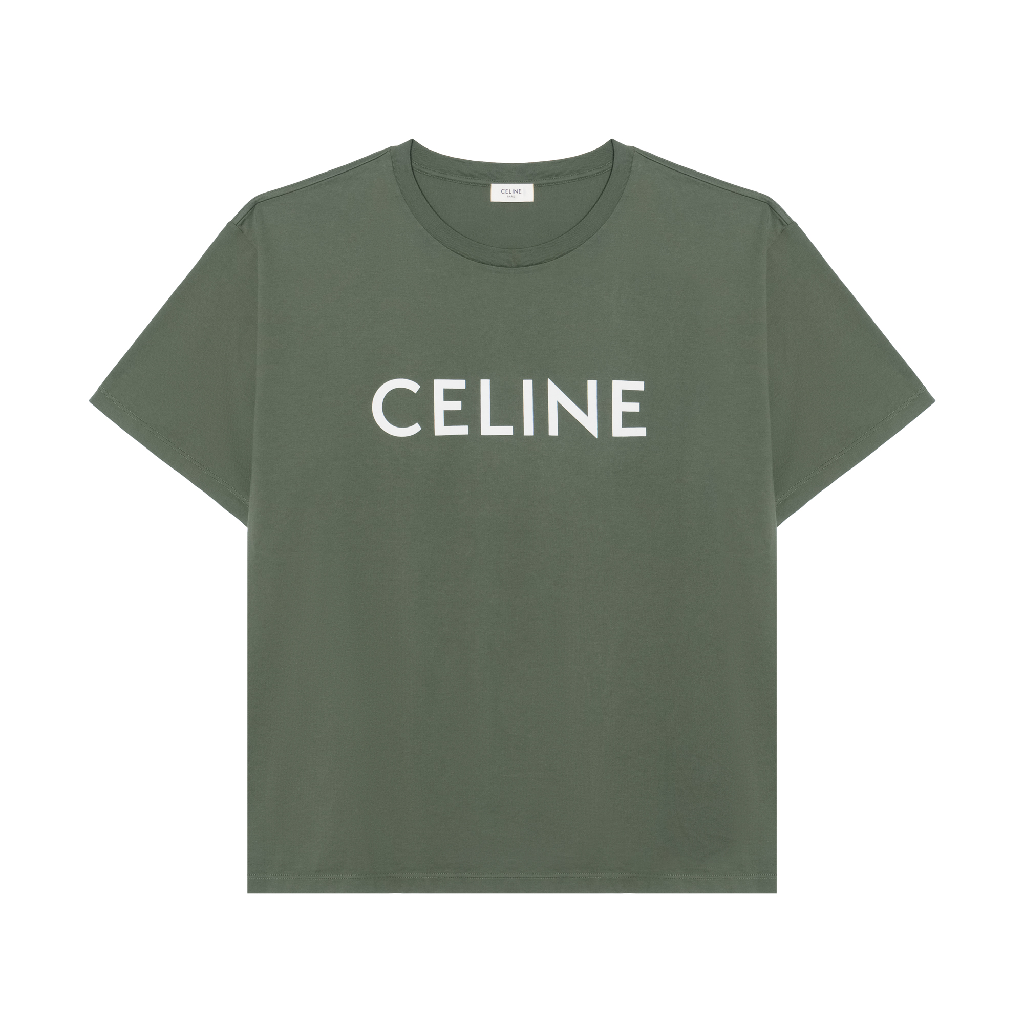 CELINE SS23  Logo Print T-Shirt Pale Green 2X681671Q-02KF