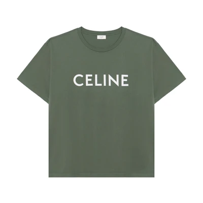 CELINE SS23 Logo Print T-Shirt Pale Green 2X681671Q-02KF