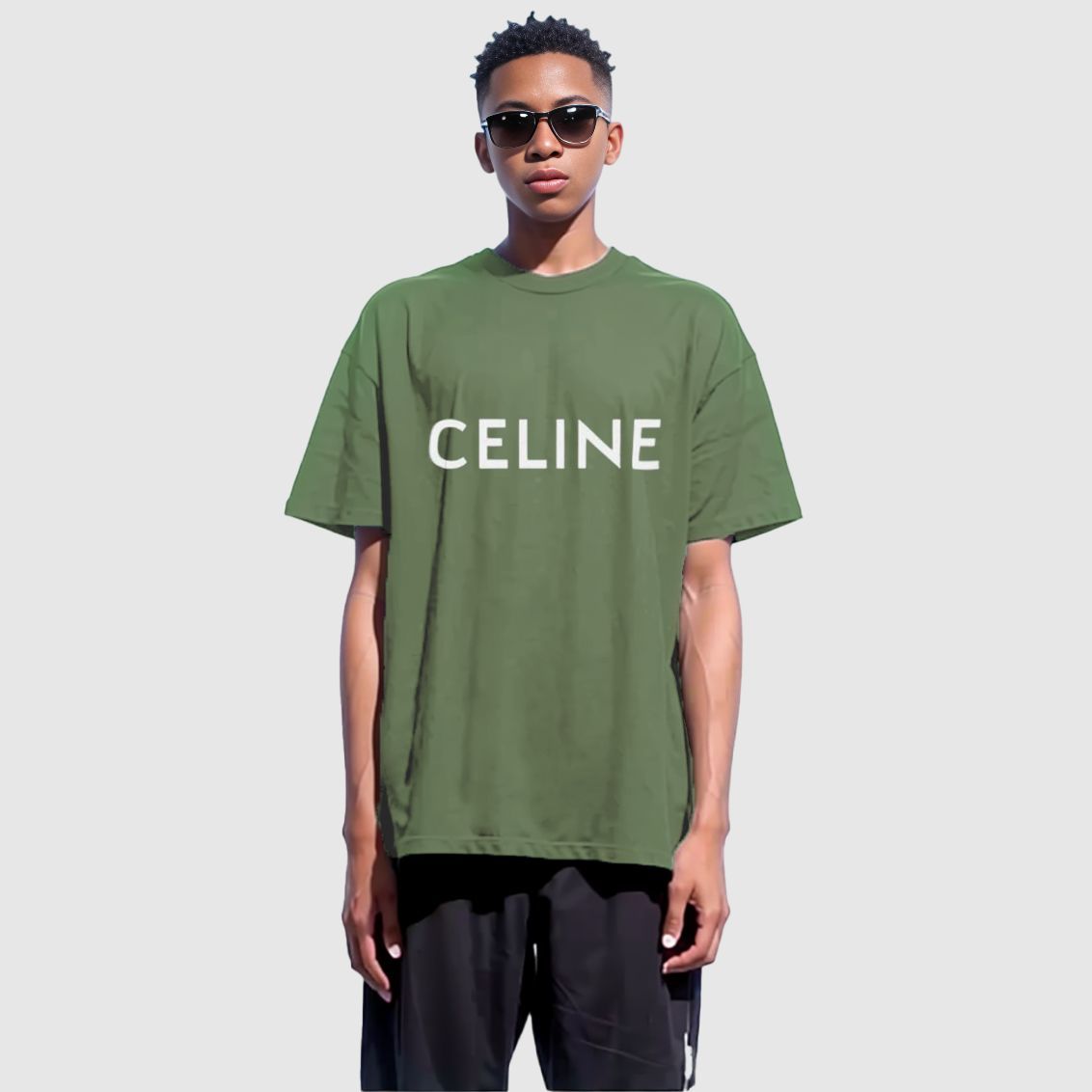 Purchase CELINE SS23 标志印花T恤 淡绿色 2X681671Q-02KF