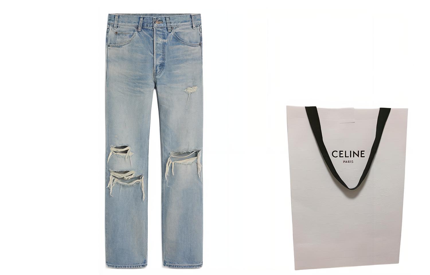 CELINE SS23  Loose Low-Waist Distressed Jeans - Blue 2N574033S08WT 圖 3