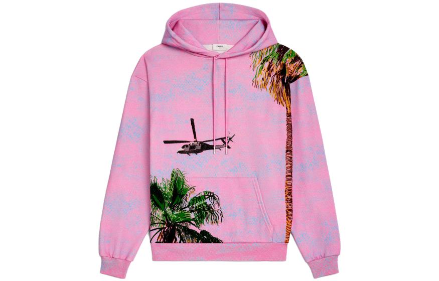 CELINE SS23  Pink Floral Print Cotton Oversized Hoodie. 2Y85B670Q-25UH 圖 2