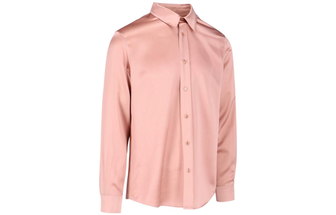 Shop CELINE SS23  Pink Long Sleeve Shirt with Pointed Collar and Buttons. 2C813276L-24RP