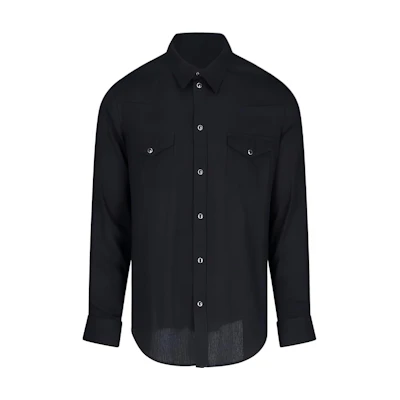 CELINE SS23 Solid Color Long Sleeve Button-Up Shirt - Black 2C143143L-38NO
