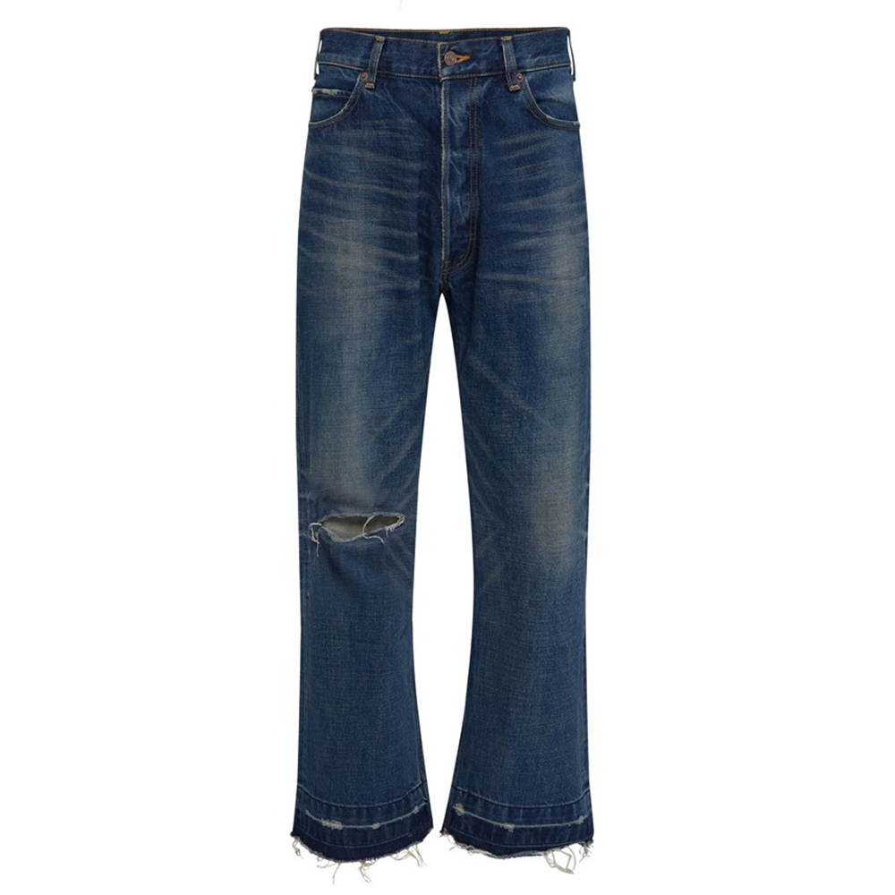 CELINE SS23  Solid Color Mid-Rise Straight Jeans Deep Blue 2N839066S-07TK