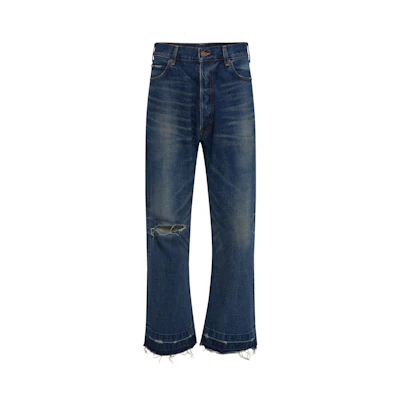 CELINE SS23 Solid Color Mid-Rise Straight Jeans Deep Blue 2N839066S-07TK