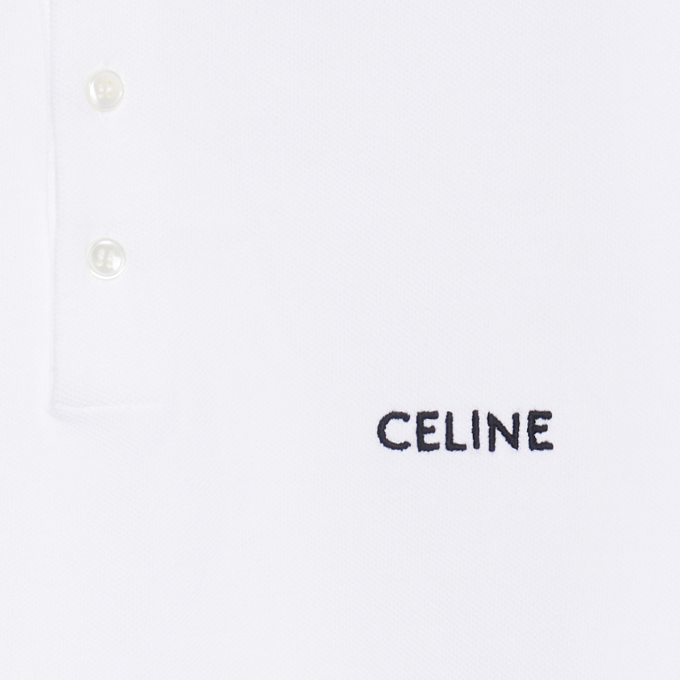 Sizing CELINE SS23 條紋字母圖案短袖POLO衫 - 白色 2X68E043F-01OB