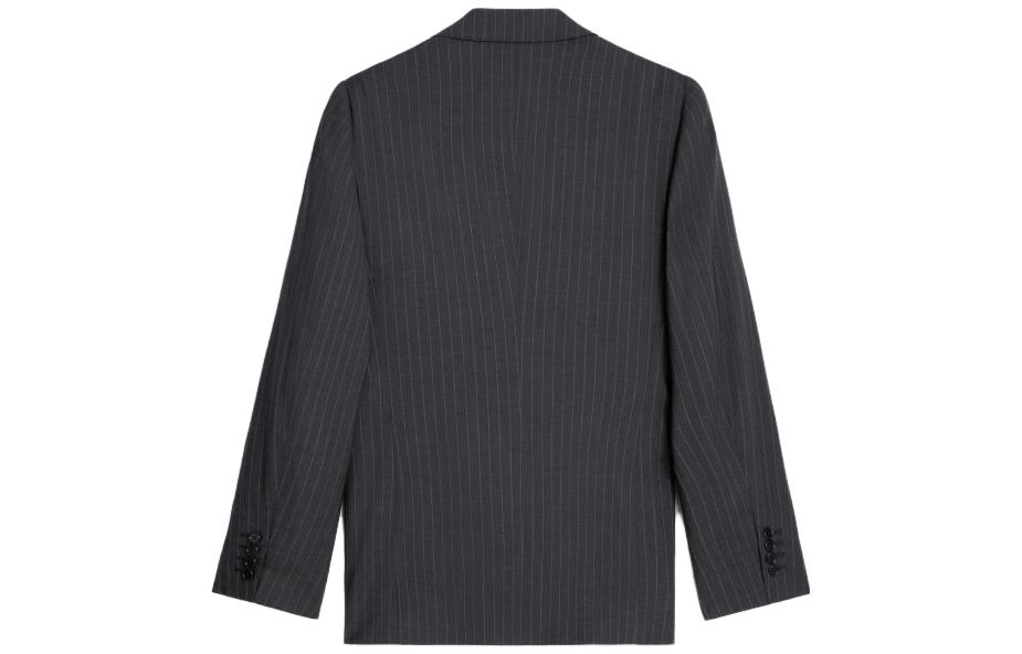 Lookbook CELINE 2023春夏灰色条纹单排扣休闲西装外套. 2V20J184T-08CR