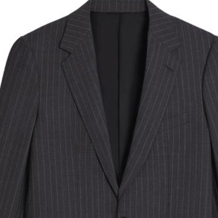 Shop CELINE 2023春夏灰色条纹单排扣休闲西装外套. 2V20J184T-08CR