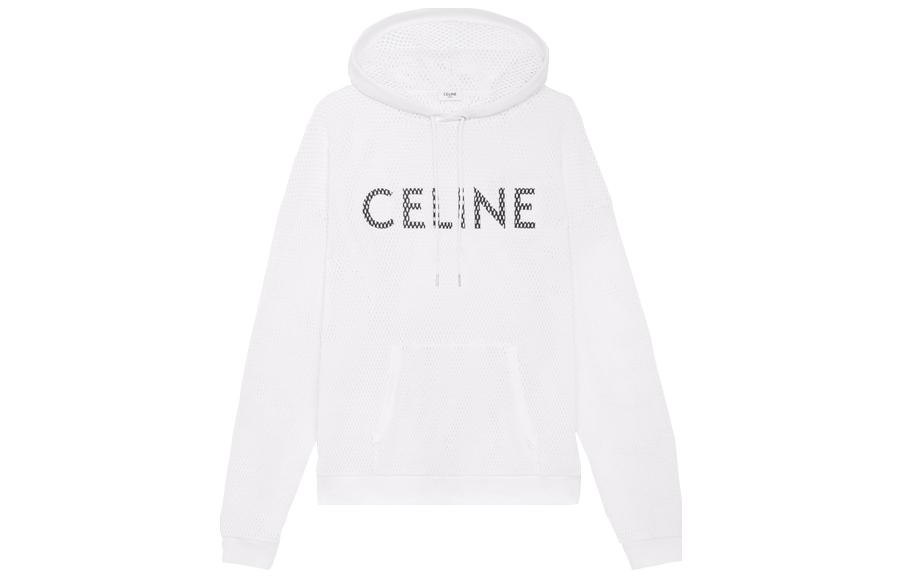 Order CELINE SS23 Sudadera Relajada Blanca de Malla con Estampado de Letras. 2Y570950P-01EA